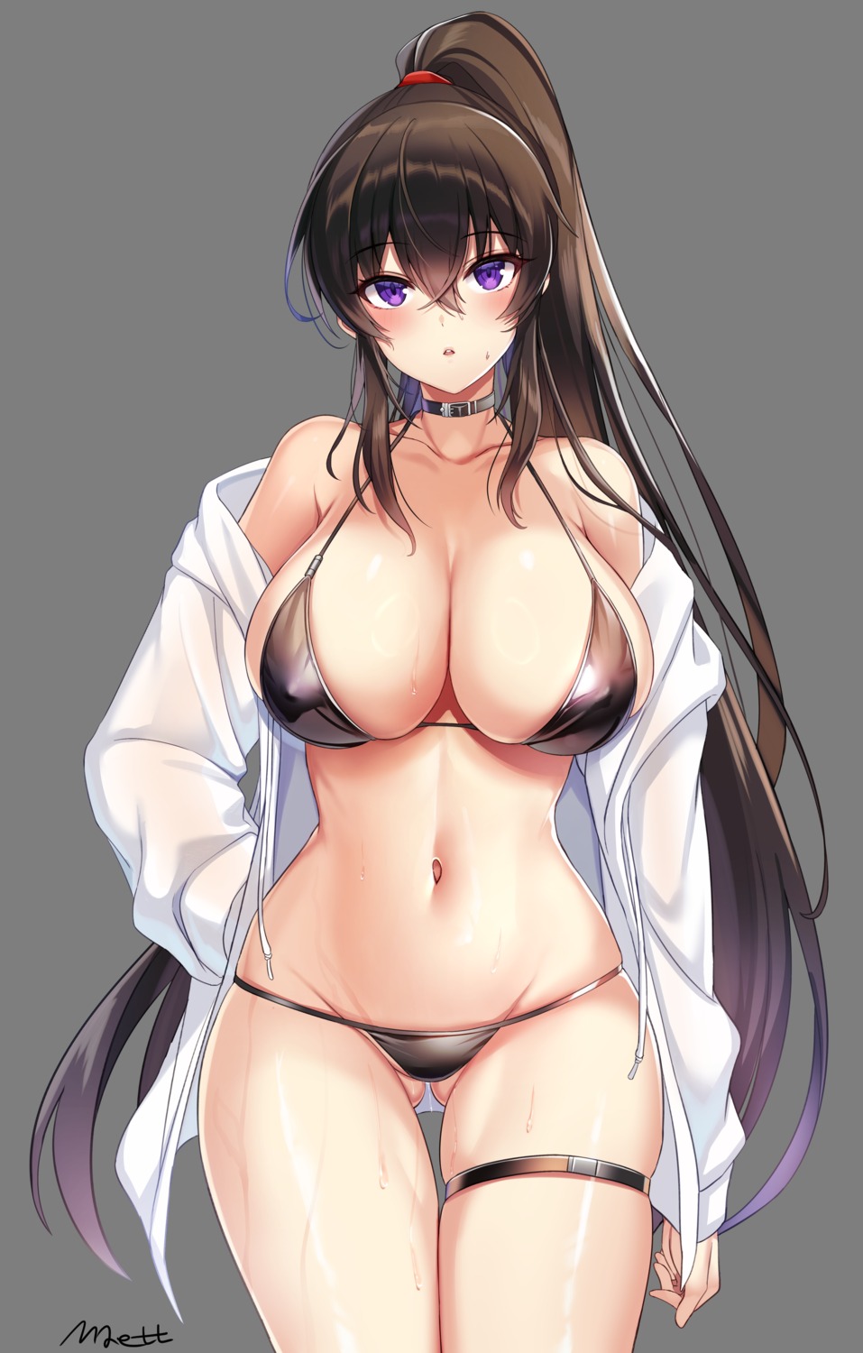 bikini counter:side erect_nipples garter maett open_shirt see_through swimsuits transparent_png vector_trace yanagi_mina