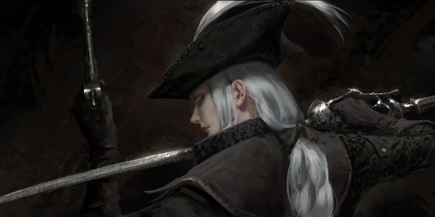 bloodborne gun lady_maria_of_the_astral_clocktower sword wlop