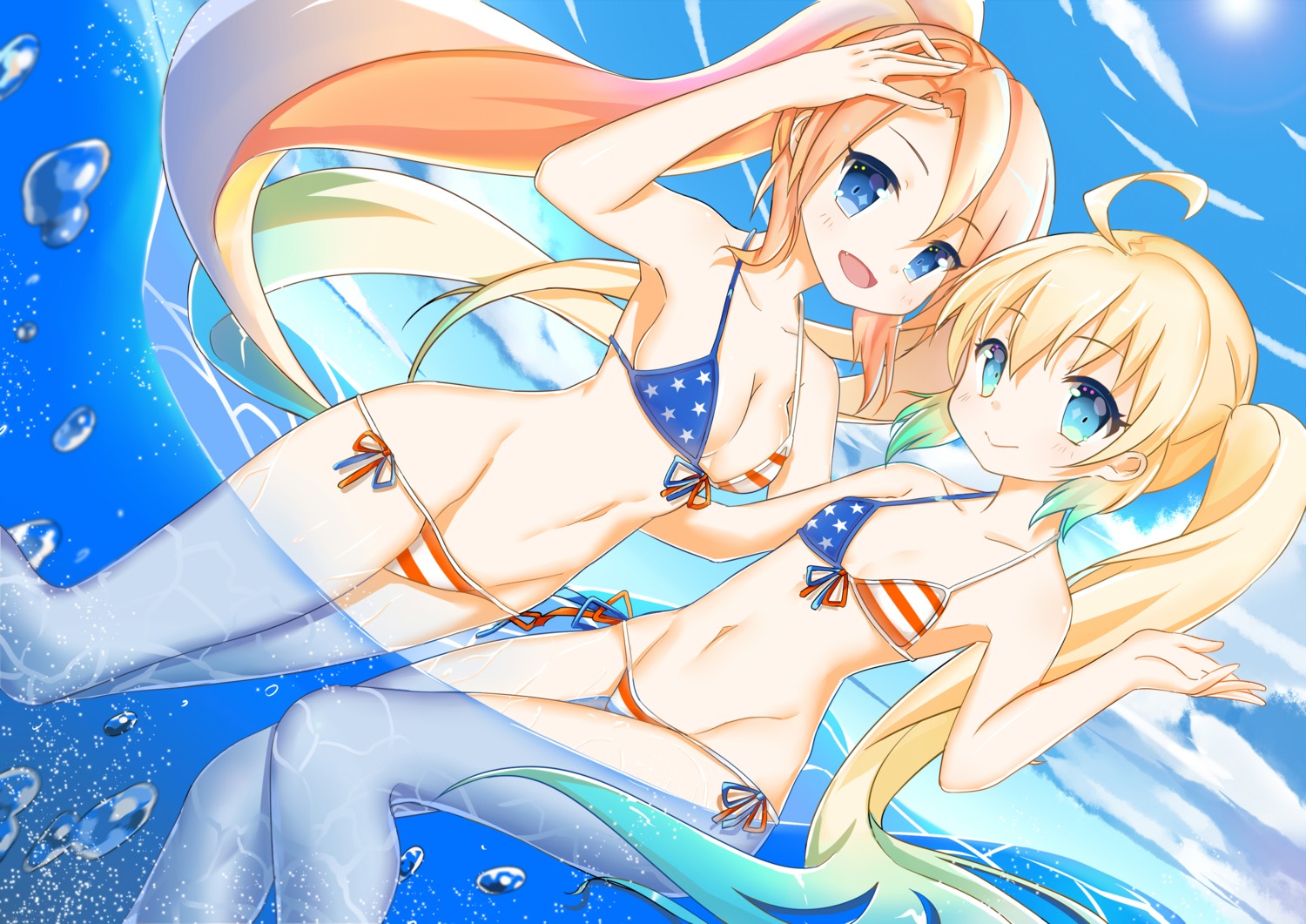 albacore_(zhanjianshaonv) archerfish_(zhanjianshaonv) bikini cleavage swimsuits wet xian_(artist) zhanjianshaonv