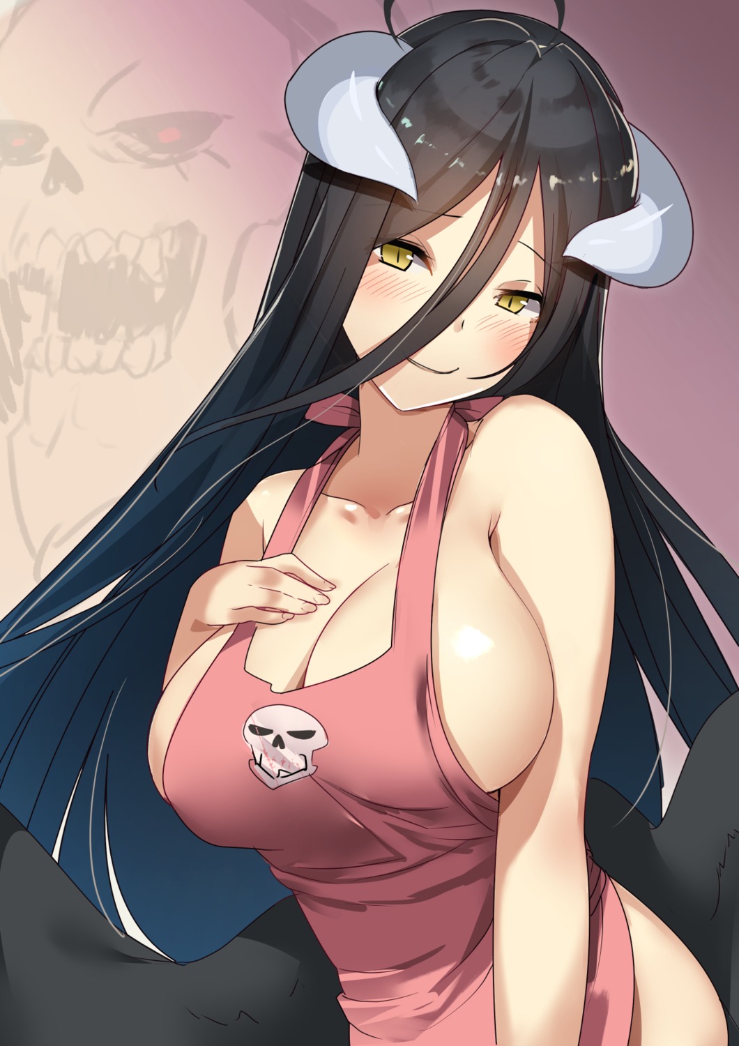 albedo_(overlord) horns naked_apron overlord wings yamacchi