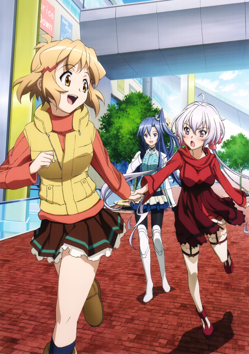 dress kazanari_tsubasa pantyhose sai_fumihide senki_zesshou_symphogear stockings tachibana_hibiki thighhighs yukine_chris