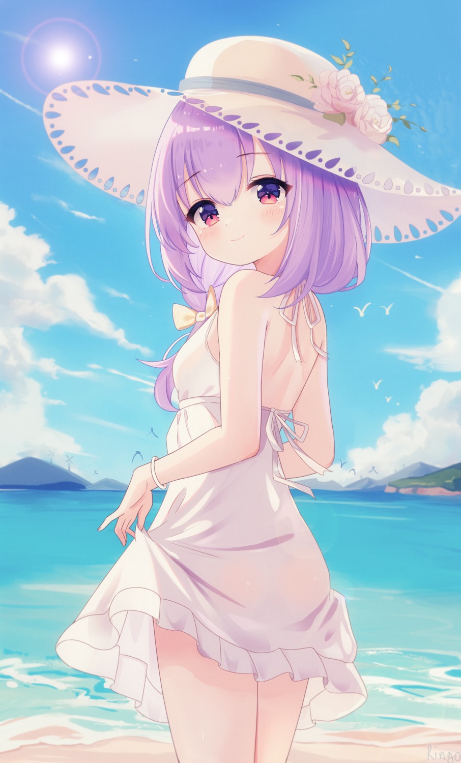 ass blue_archive dress hakari_atsuko kinoshita_ringo_(ryve5758) loli see_through summer_dress