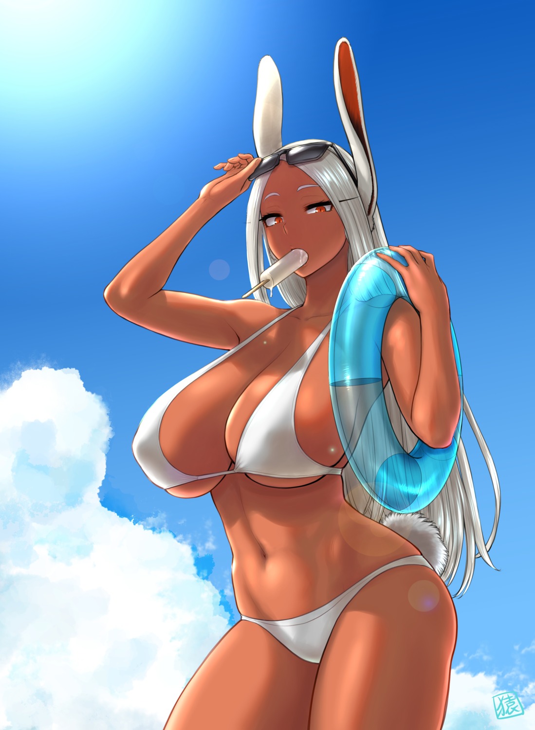 animal_ears bikini boku_no_hero_academia bunny_ears megane st.germain-sal swimsuits tail usagiyama_rumi