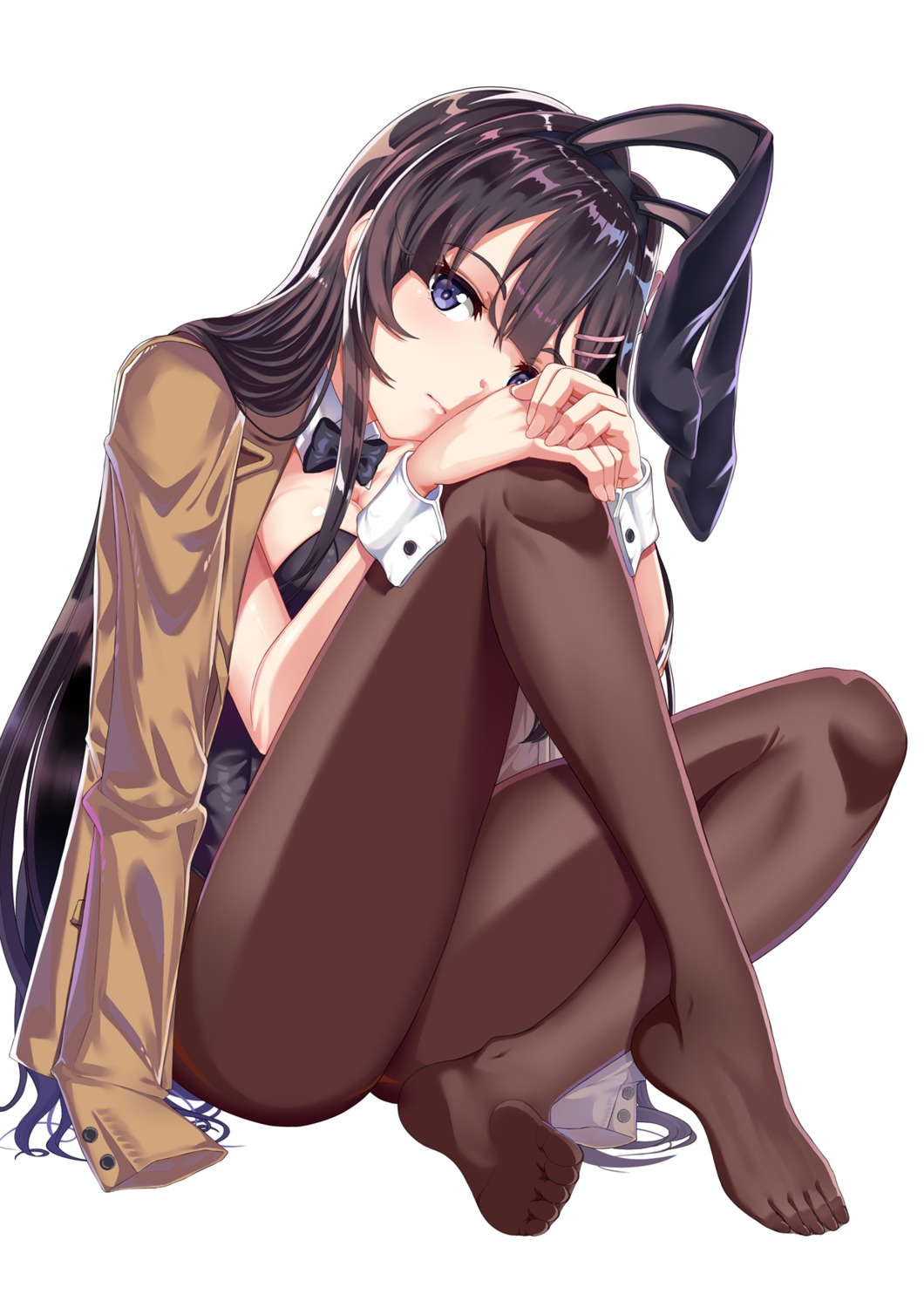 animal_ears bunny_ears bunny_girl cleavage feet gatari pantyhose sakurajima_mai seishun_buta_yarou