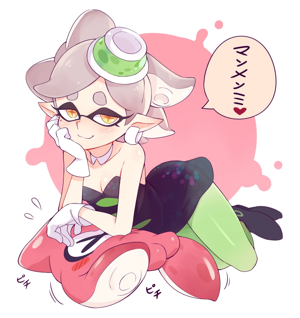 dress marie_(splatoon) no_bra pantyhose pointy_ears splatoon toku_(ke7416613)