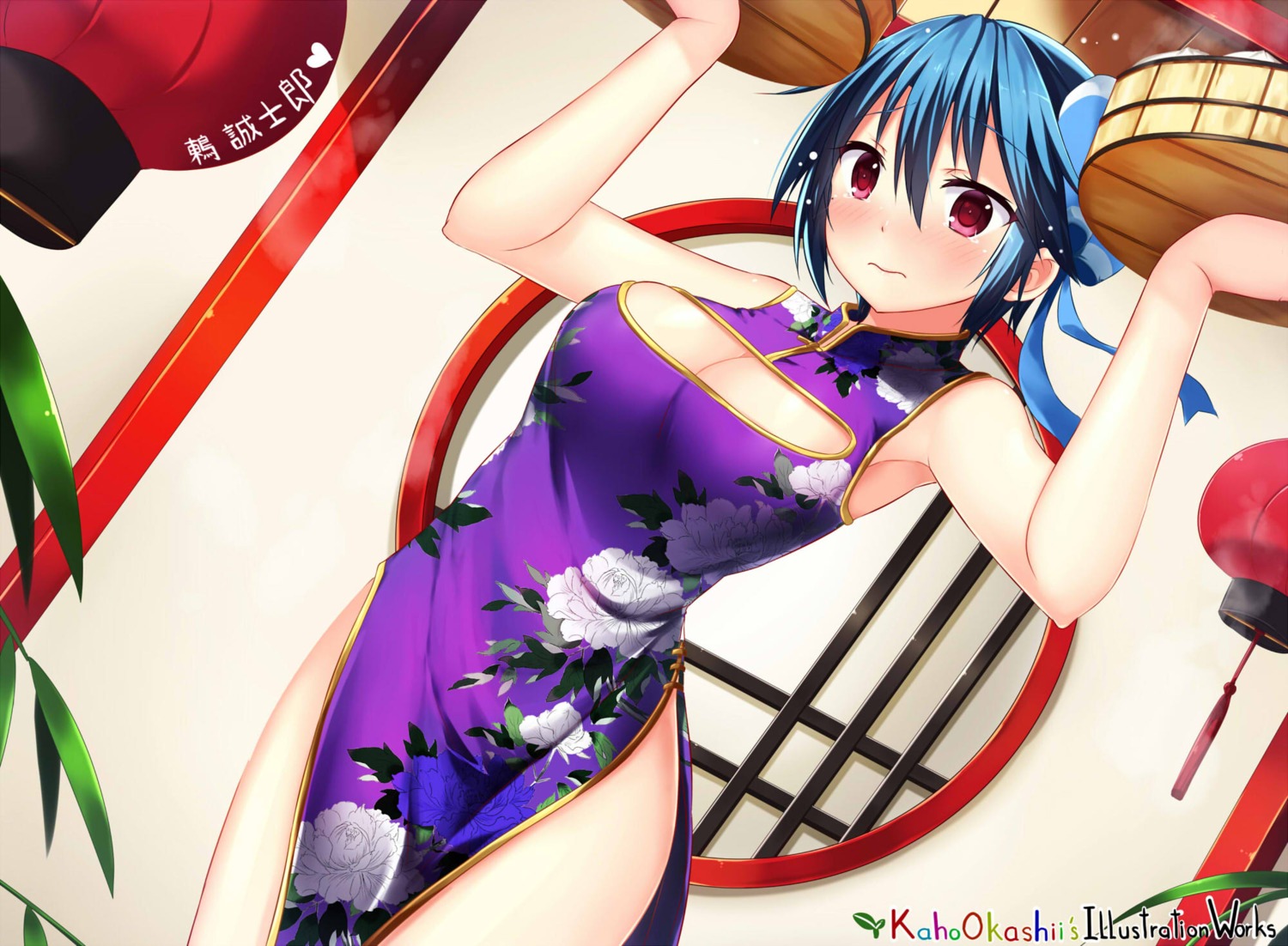 chinadress cleavage kaho_okashii nisekoi nopan tsugumi_seishirou waitress