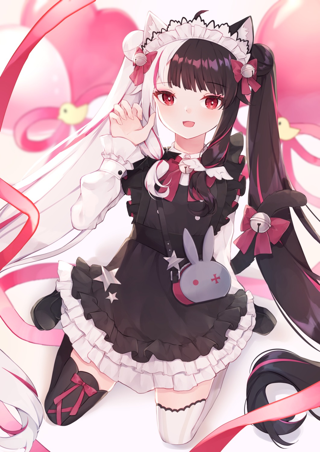 animal_ears dress gothic_lolita lolita_fashion nekomimi nijisanji tail thighhighs yorumi_rena yua_(bokubo0806)