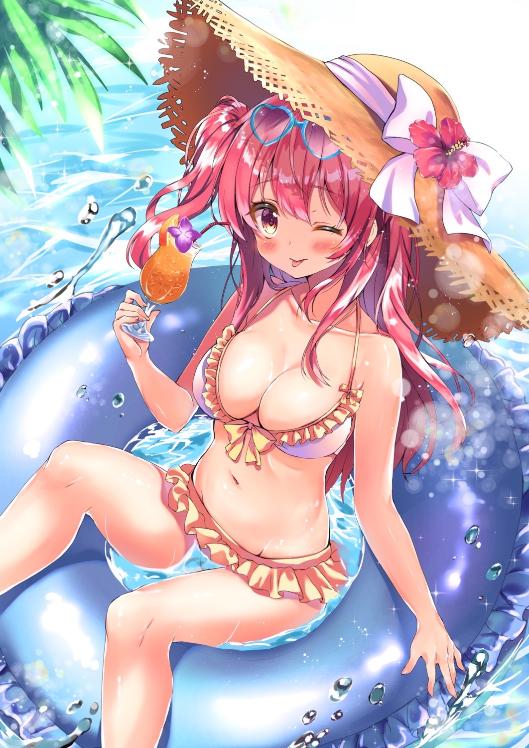 bikini cleavage honoka_(moe-moeko) megane swimsuits wet