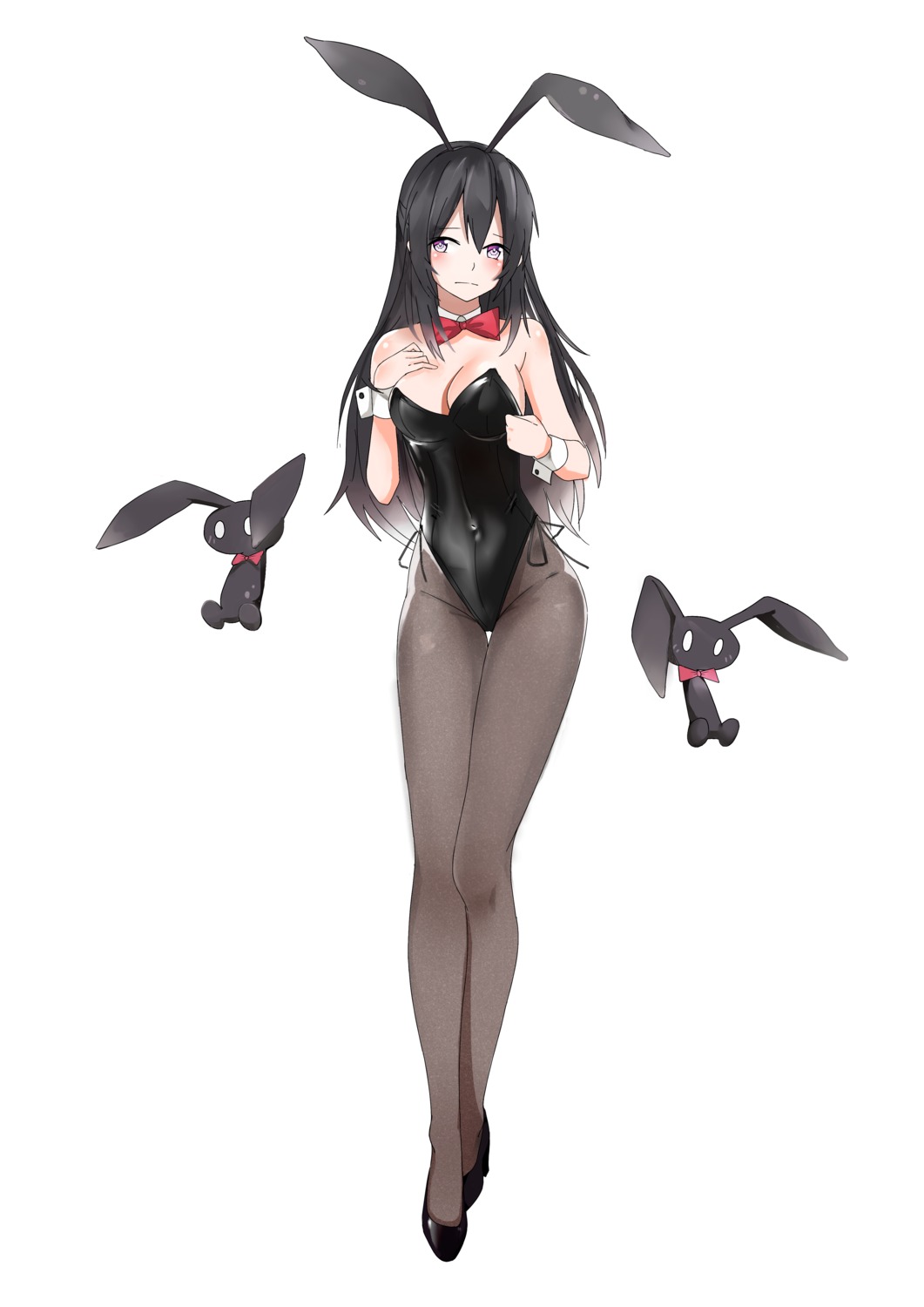 animal_ears breast_hold bunny_ears bunny_girl cleavage dukaoo heels pantyhose