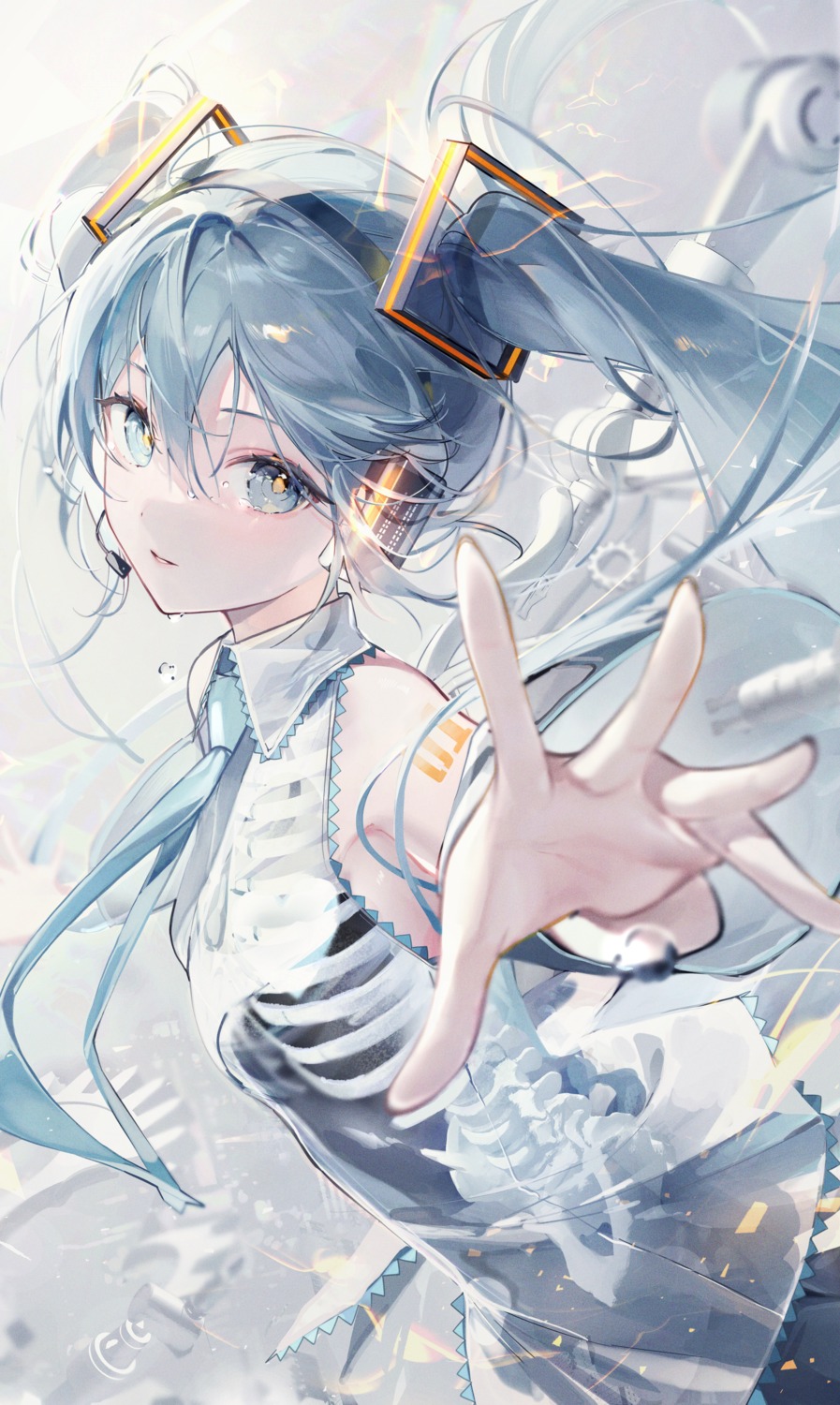 ame_929 hatsune_miku headphones tattoo vocaloid