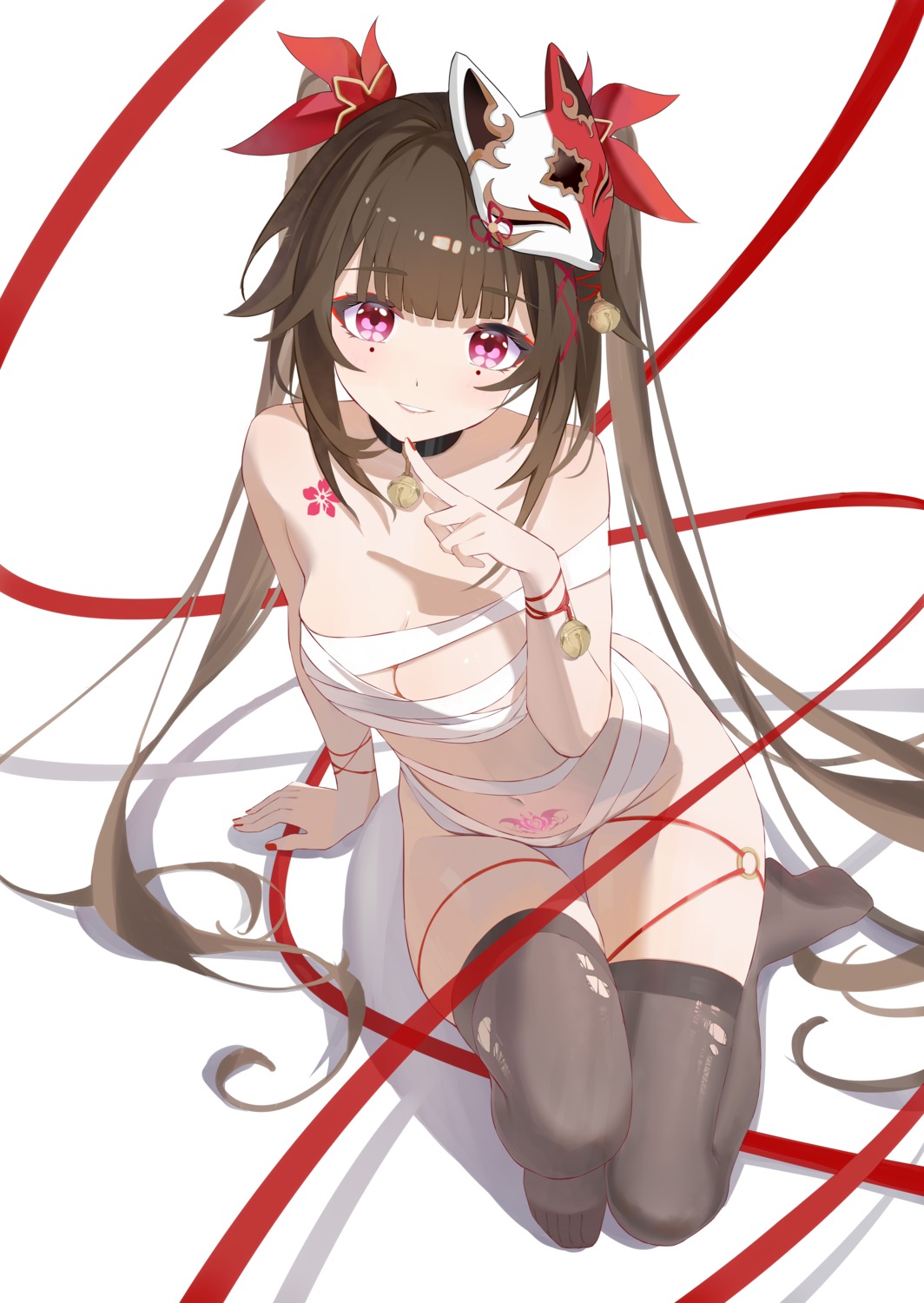 blhazx garter honkai:_star_rail naked_ribbon sparkle_(honkai:_star_rail) tattoo thighhighs torn_clothes