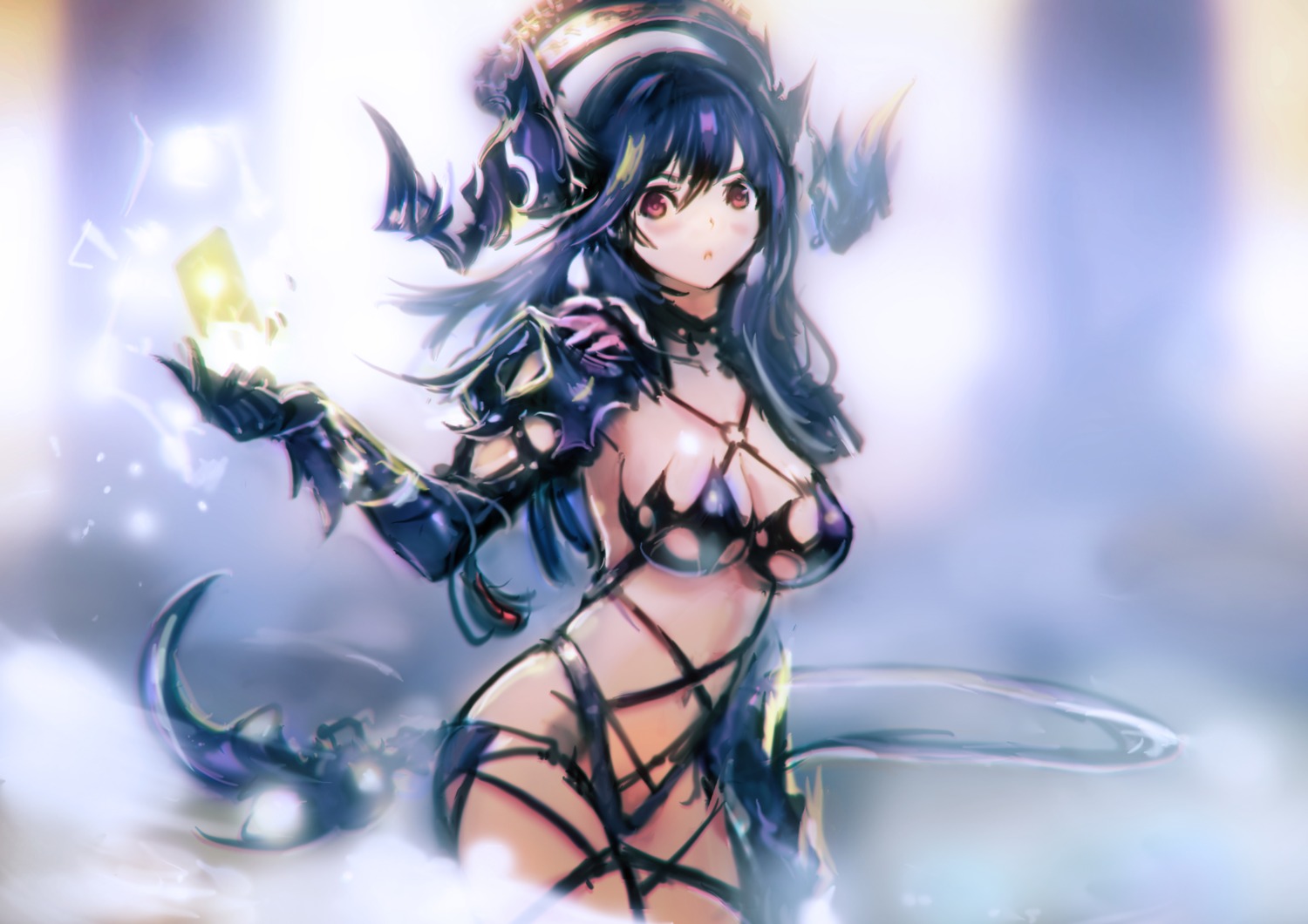 armor bikini_armor cleavage horns okuto weapon