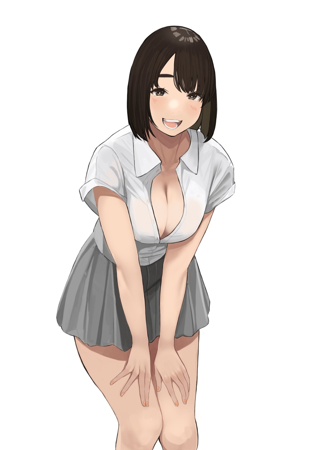 cleavage no_bra open_shirt seifuku yom