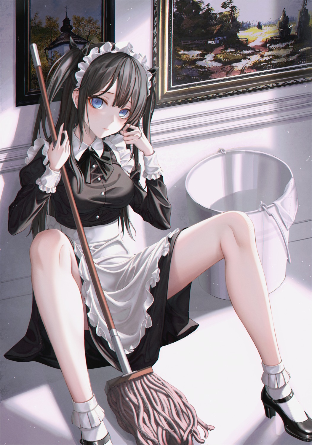 eichi_(skskdi12z) heels maid skirt_lift