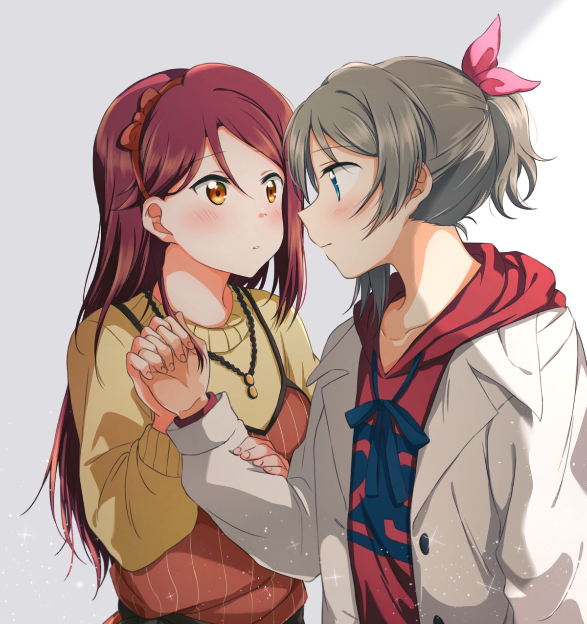 love_live!_sunshine!! sakurauchi_riko sweater watanabe_you yuchi_(salmon-1000) yuri