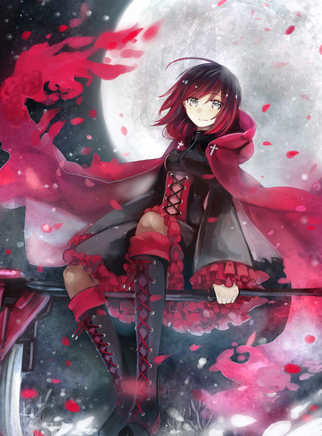 akikaze_(pokekinokokikaku) dress pantyhose ruby_rose rwby weapon