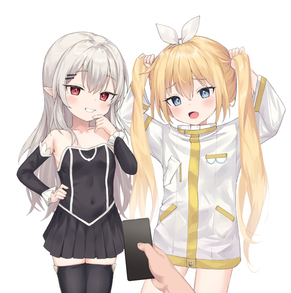 aak dress loli no_bra pointy_ears thighhighs