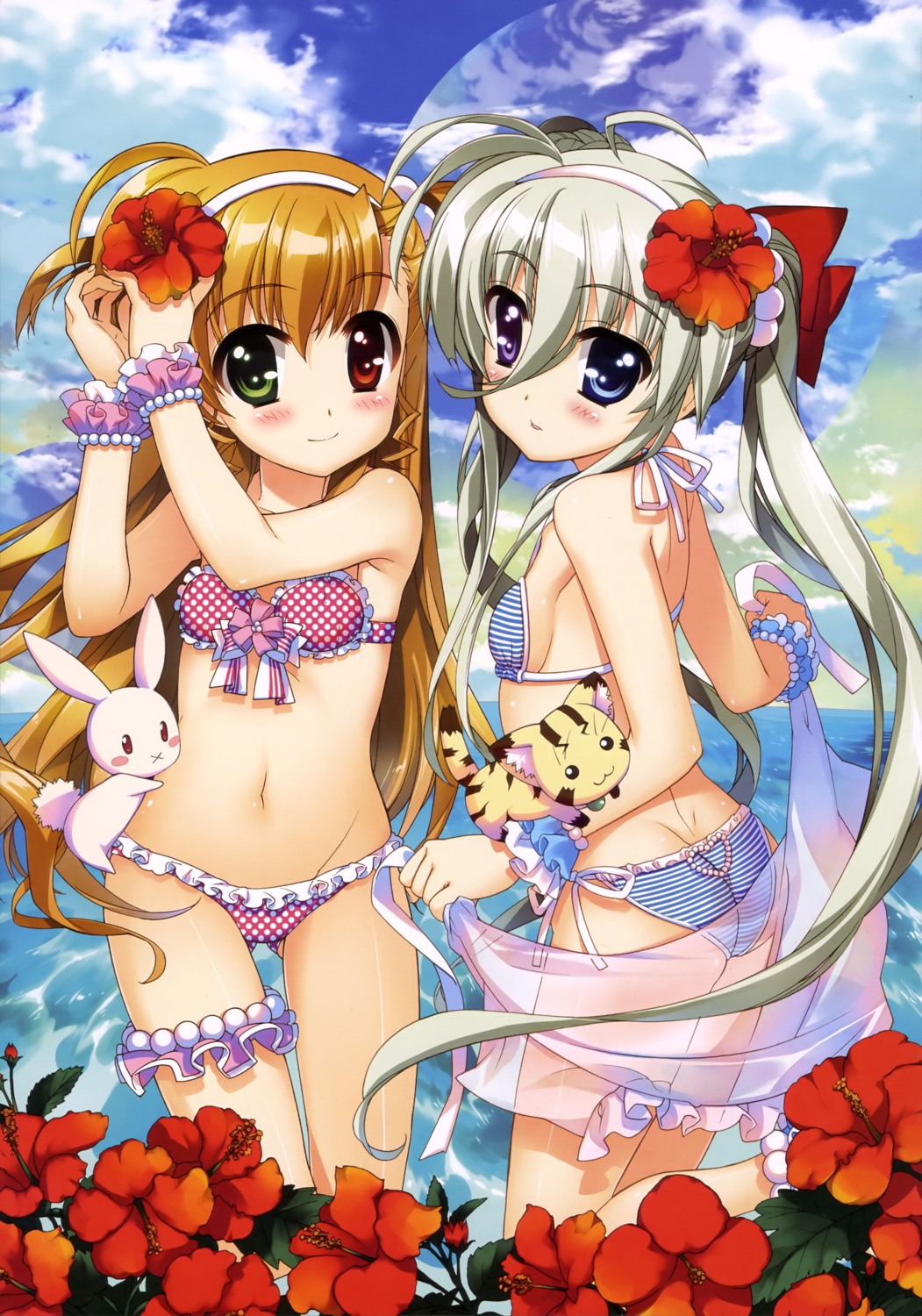 ass asteion bikini einhart_stratos fujima_takuya garter heterochromia loli mahou_shoujo_lyrical_nanoha mahou_shoujo_lyrical_nanoha_vivid sacred_heart see_through swimsuits vivio