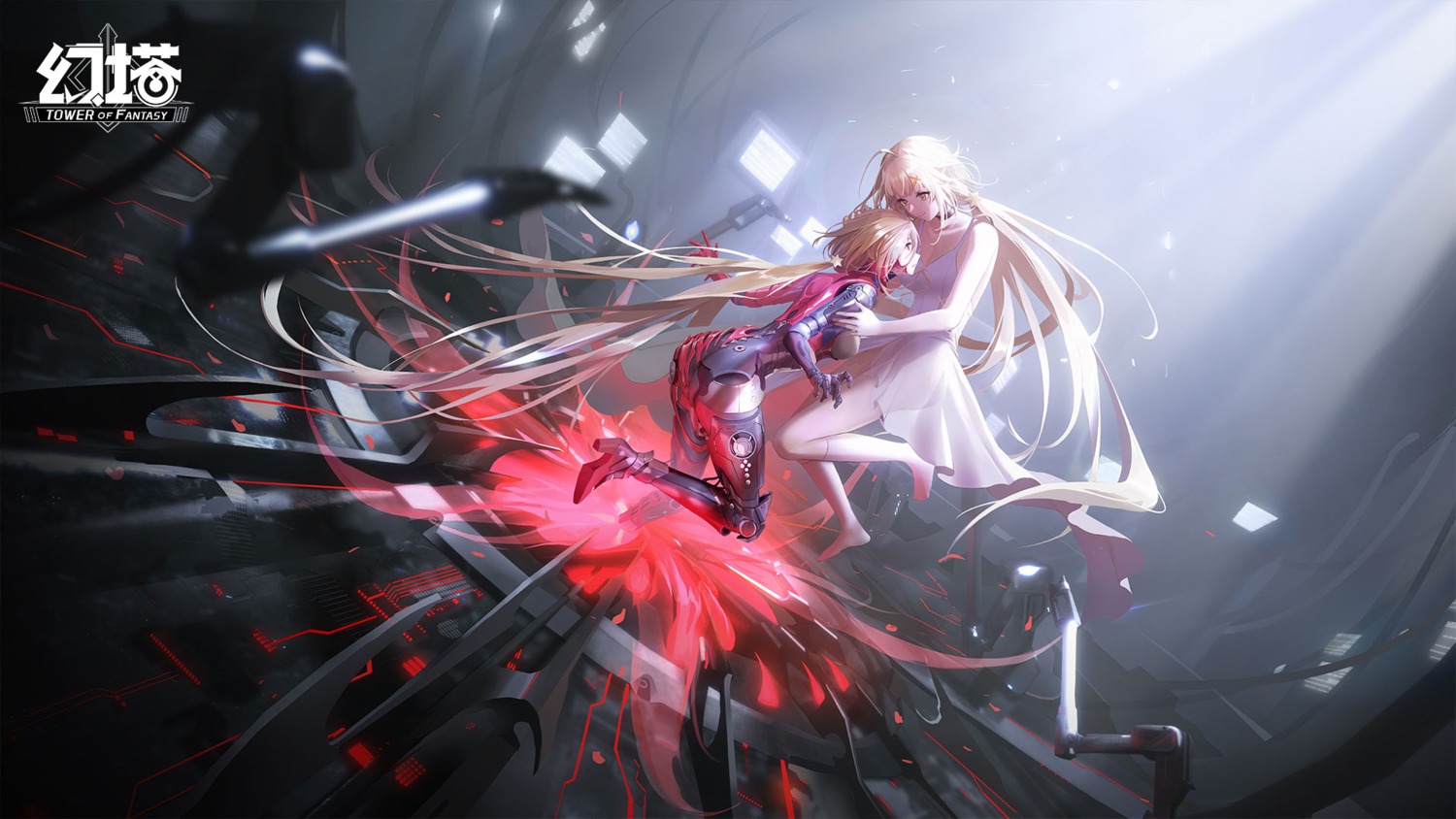 ass bodysuit cleavage dress heels mecha_musume no_bra see_through skirt_lift tagme tower_of_fantasy wallpaper yuri