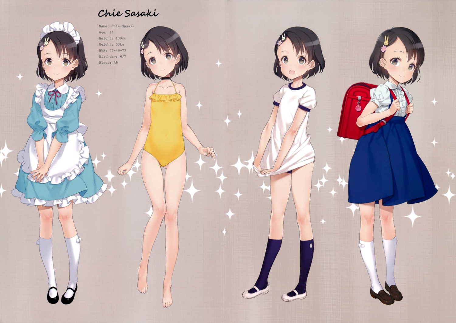 buruma gym_uniform loli maid oyari_ashito sasaki_chie swimsuits the_idolm@ster the_idolm@ster_cinderella_girls