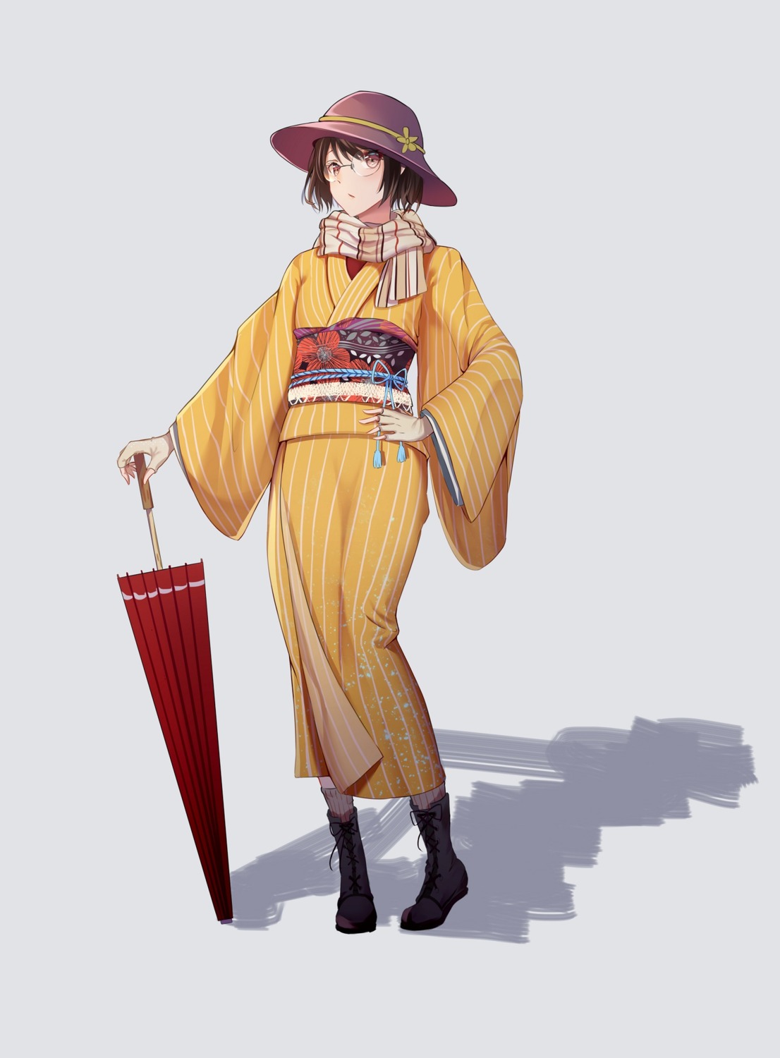 kimono megane mobu_(wddtfy61) umbrella