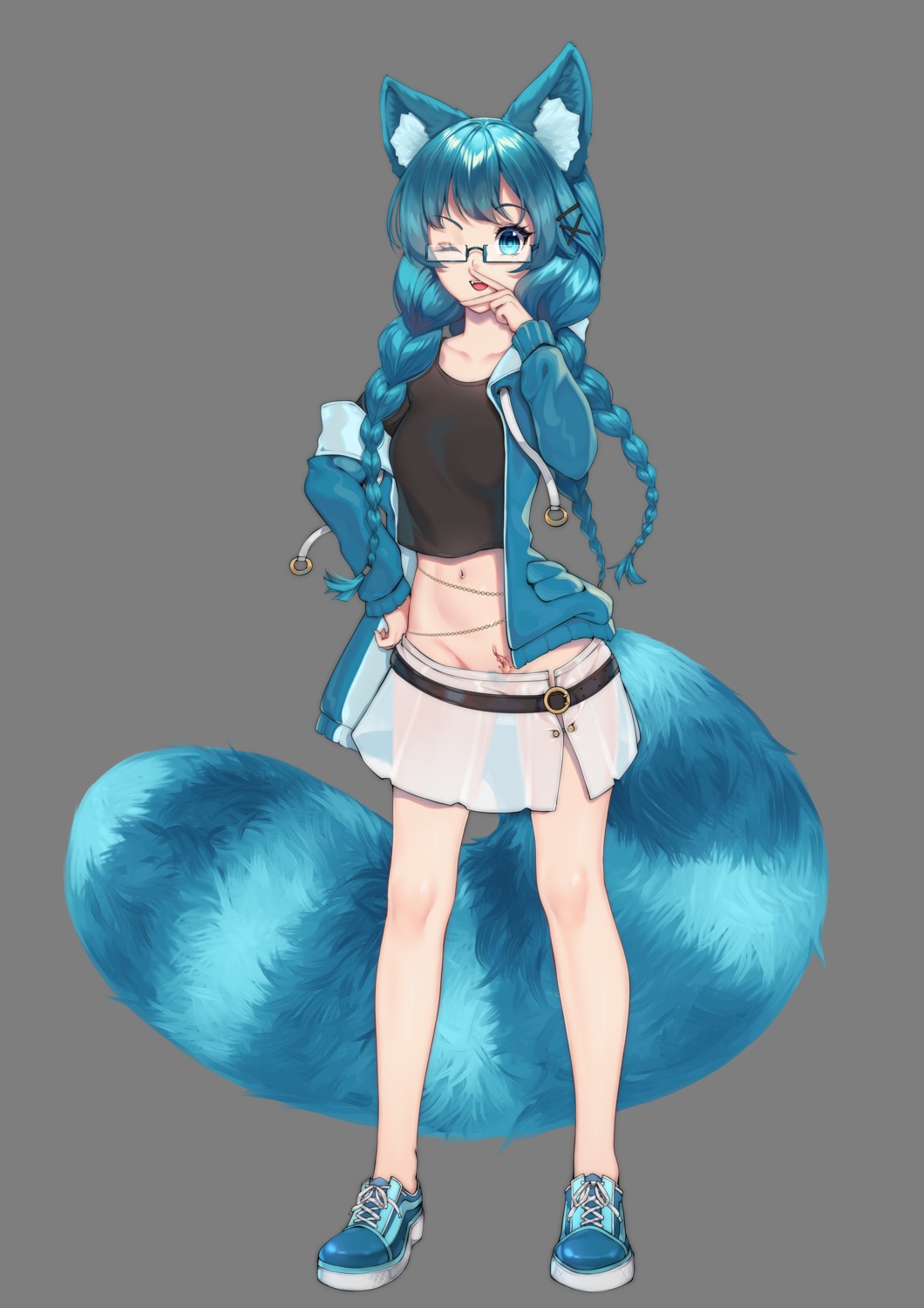 animal_ears megane nopan pubic_hair see_through sweater tail tattoo tomathao transparent_png