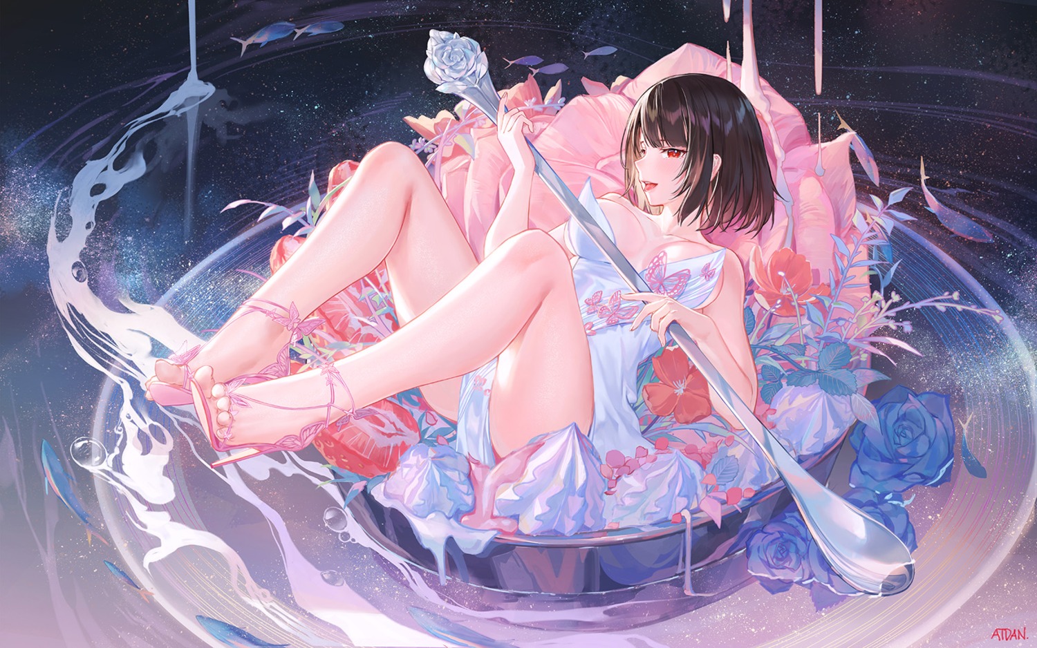 artist_revision atdan dress feet heels no_bra skirt_lift