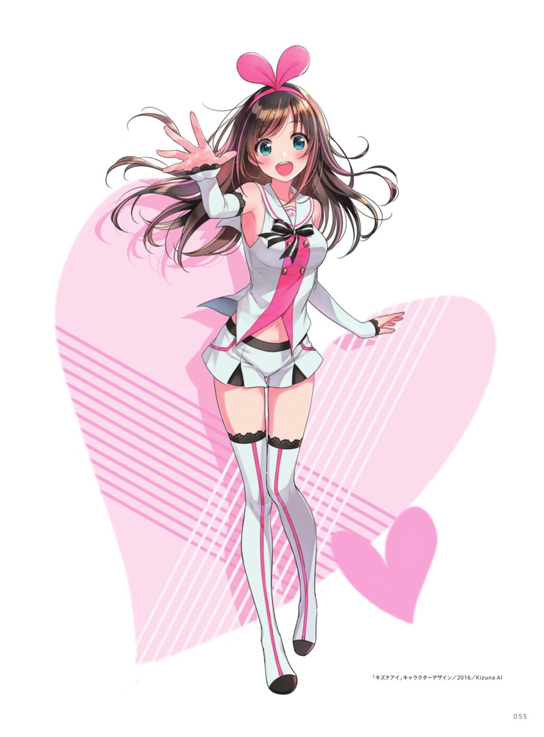 a.i._channel kizuna_ai morikura_en thighhighs