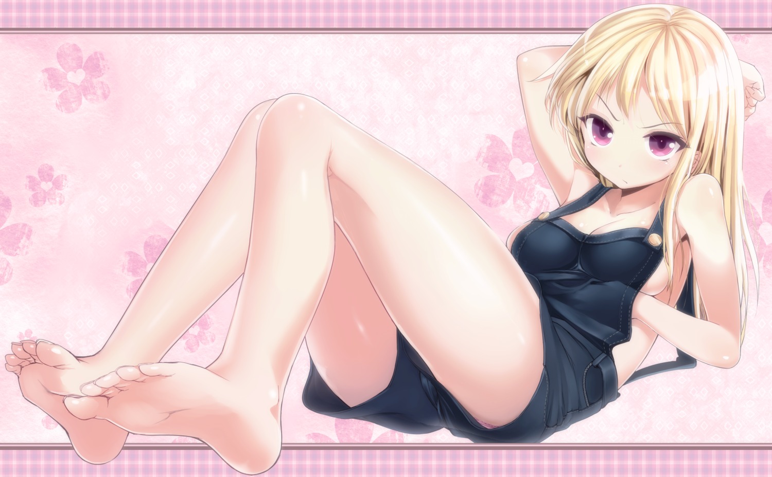 feet no_bra overalls pantsu sinker