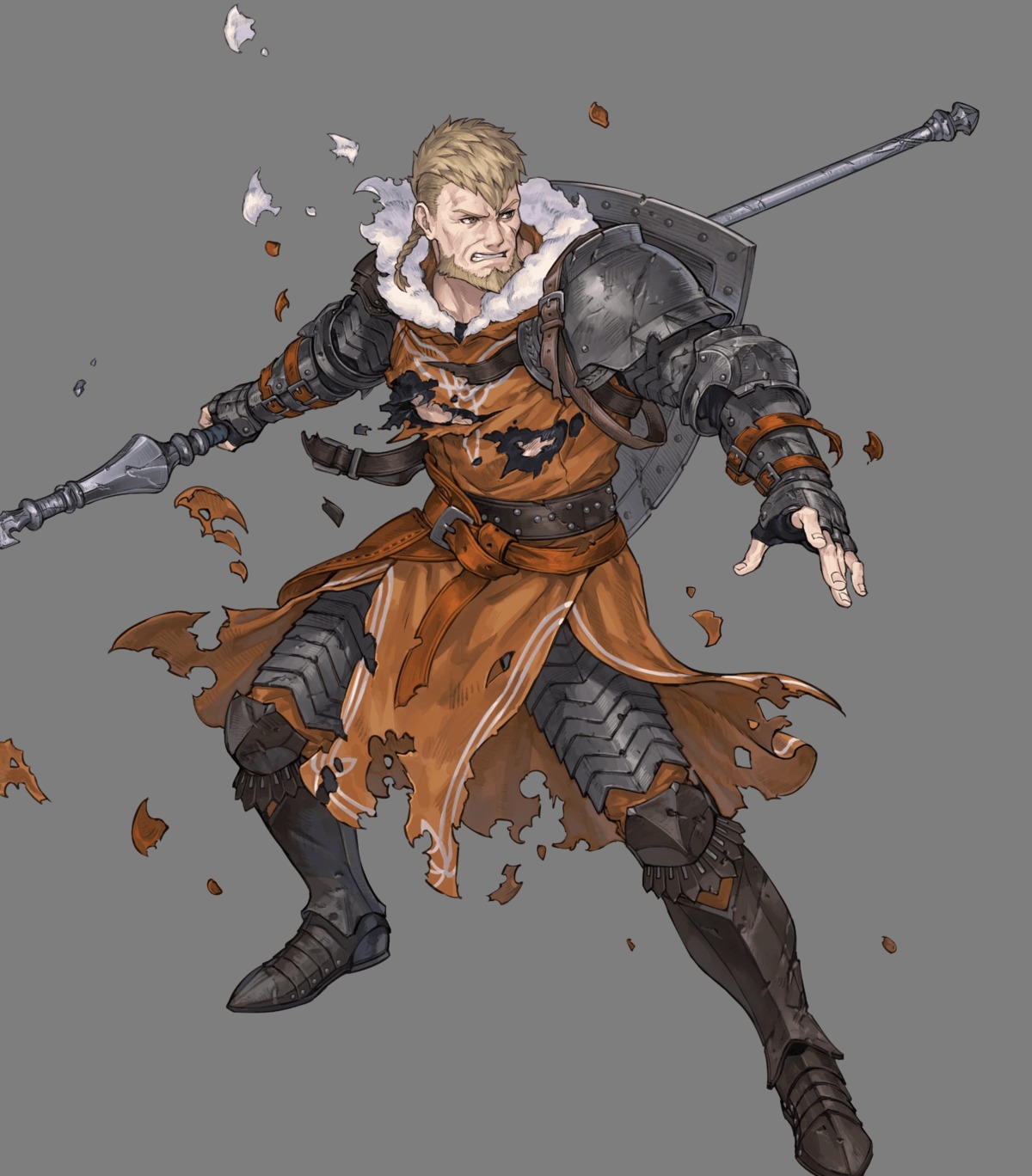 armor fire_emblem fire_emblem_three_houses jeralt_eisner male nintendo nishiki_areku torn_clothes weapon