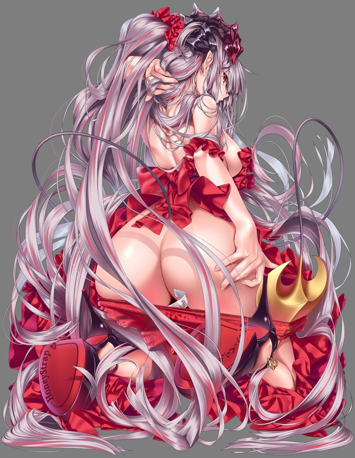 ass doa_(wabisabi) heels honey_strap horns nanashi_inc. no_bra pantsu panty_pull pointy_ears suou_patra tail transparent_png