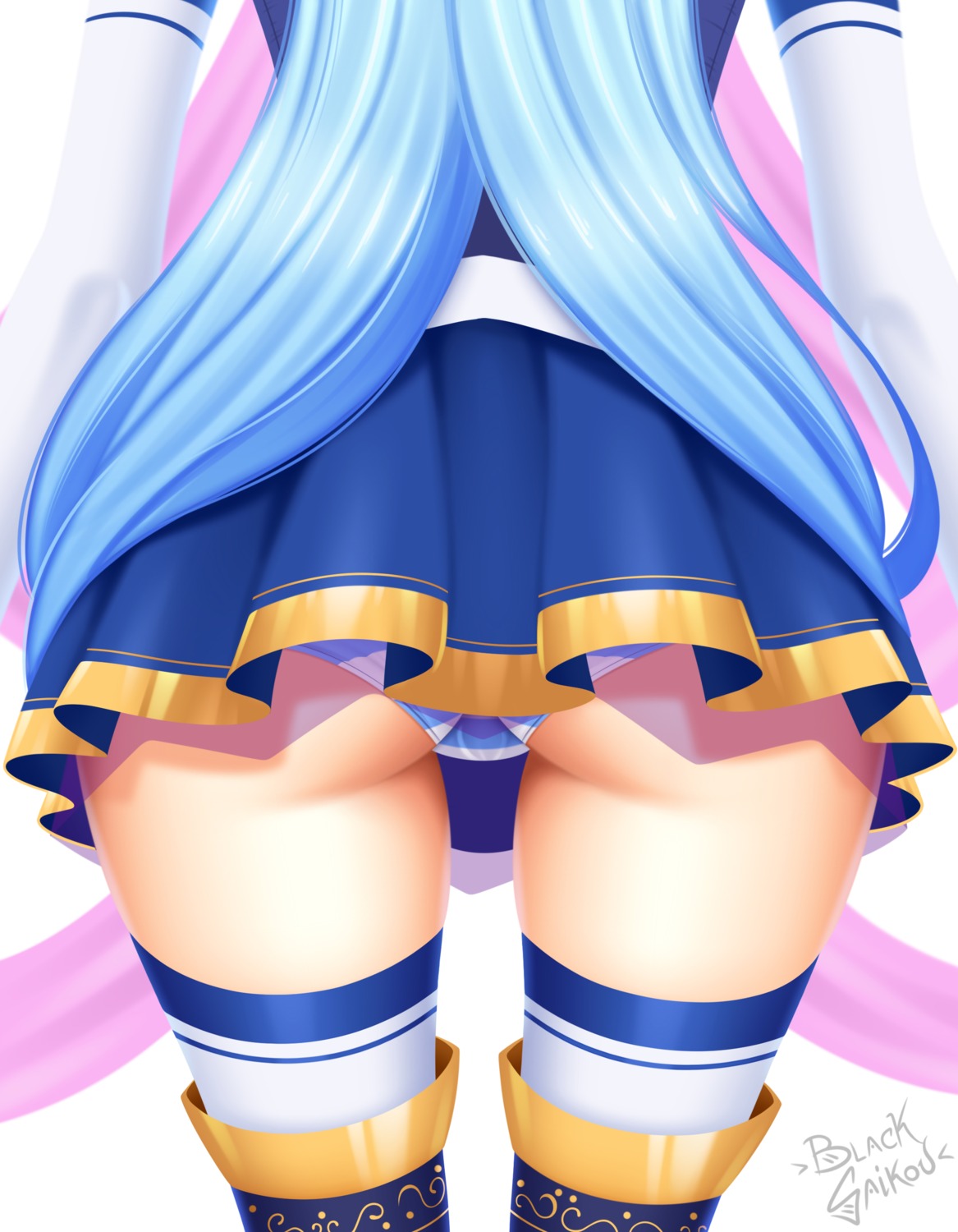 aqua_(kono_subarashii_sekai_ni_shukufuku_wo!) ass blacksaikou kono_subarashii_sekai_ni_shukufuku_wo! pantsu shimapan thighhighs