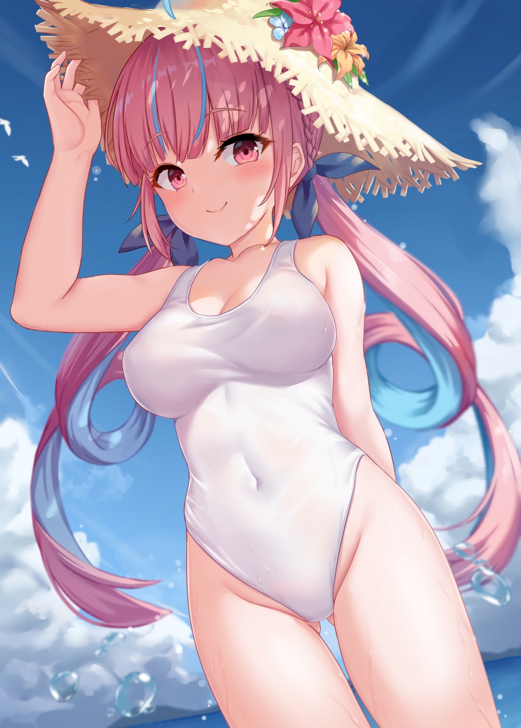 hololive milkshake_(artist) minato_aqua swimsuits