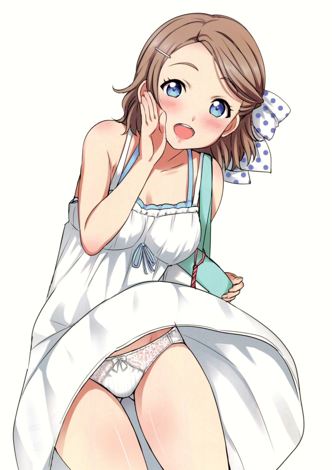 cleavage dress love_live!_sunshine!! pantsu sankuro skirt_lift summer_dress wardrobe_malfunction watanabe_you