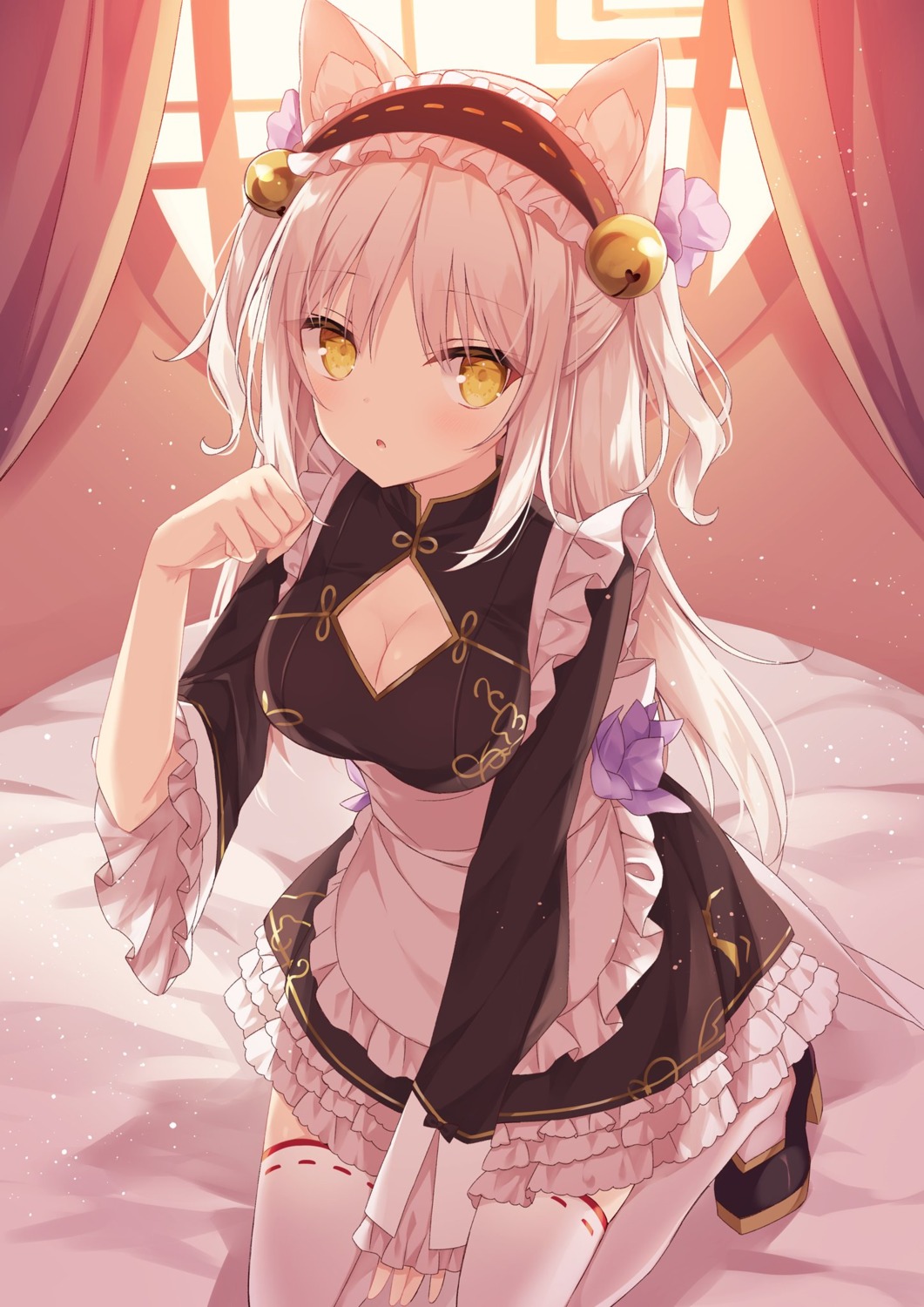 animal_ears cleavage heels hoshi maid nekomimi thighhighs