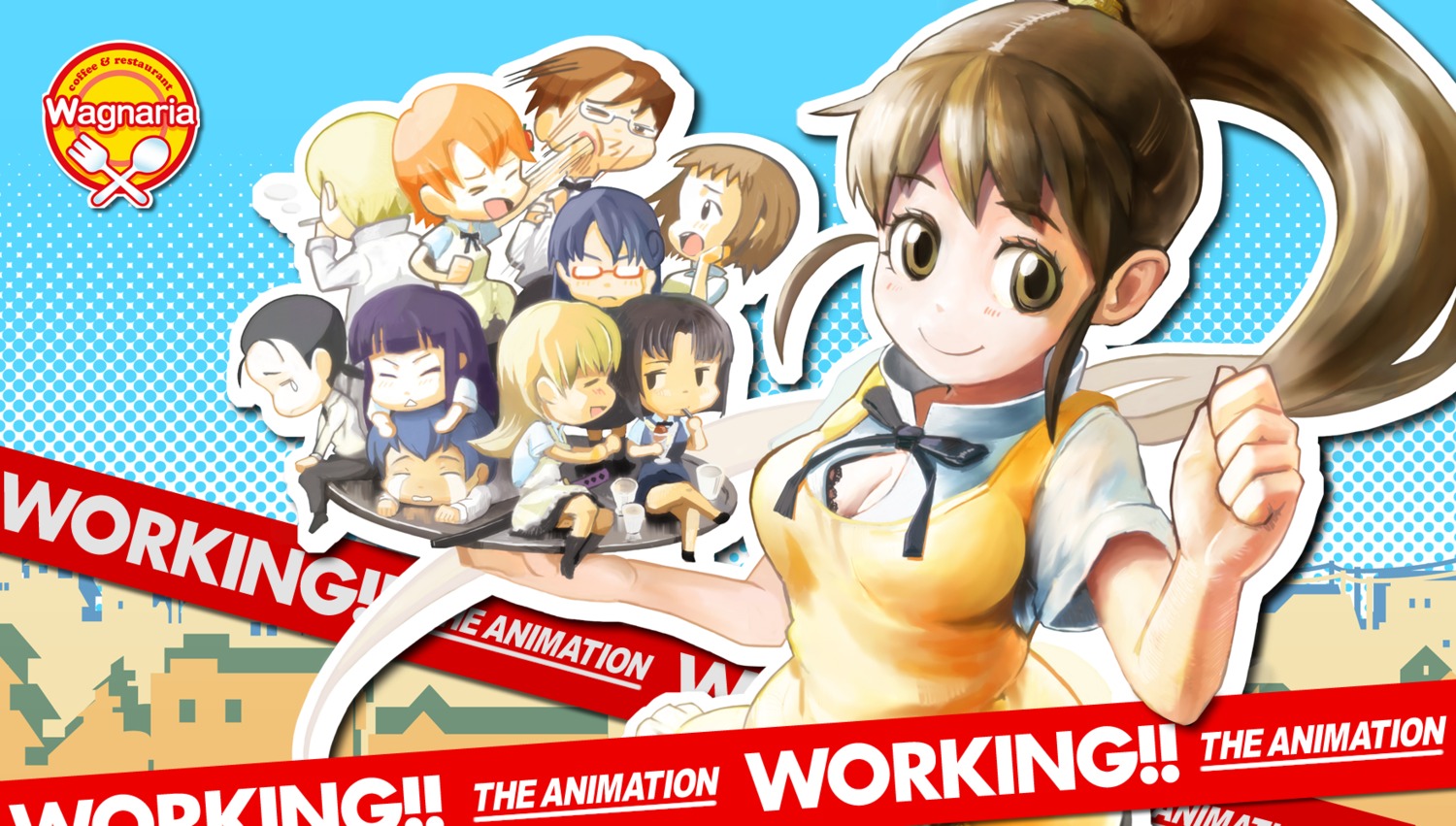 chibi inami_mahiru kousaku matsumoto_maya otoo_hyougo satou_jun shirafuji_kyouko souma_hiroomi takanashi_nazuna takanashi_souta taneshima_poplar todoroki_yachiyo waitress working!! yamada_aoi