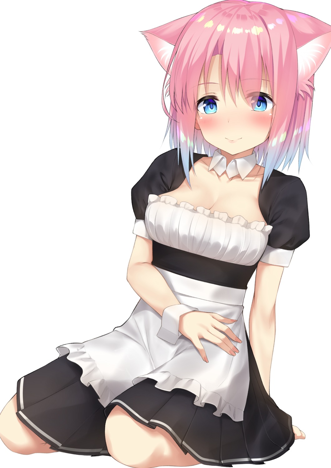 animal_ears cleavage go-1 maid miruku_(go-1)