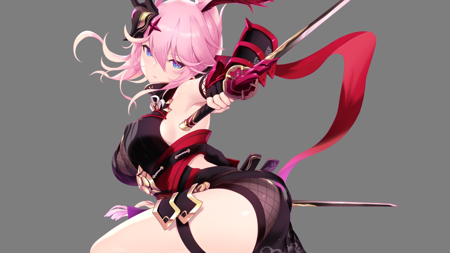 armor benghuai_xueyuan cait fishnets garter honkai_impact sword transparent_png yae_sakura_(benghuai_xueyuan)