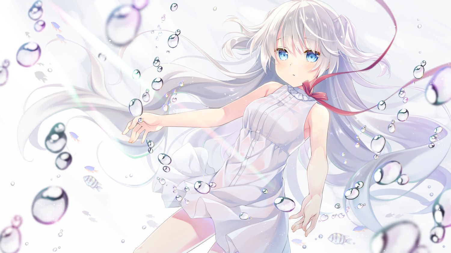 dress narumi_yuu see_through skirt_lift summer_dress wet_clothes