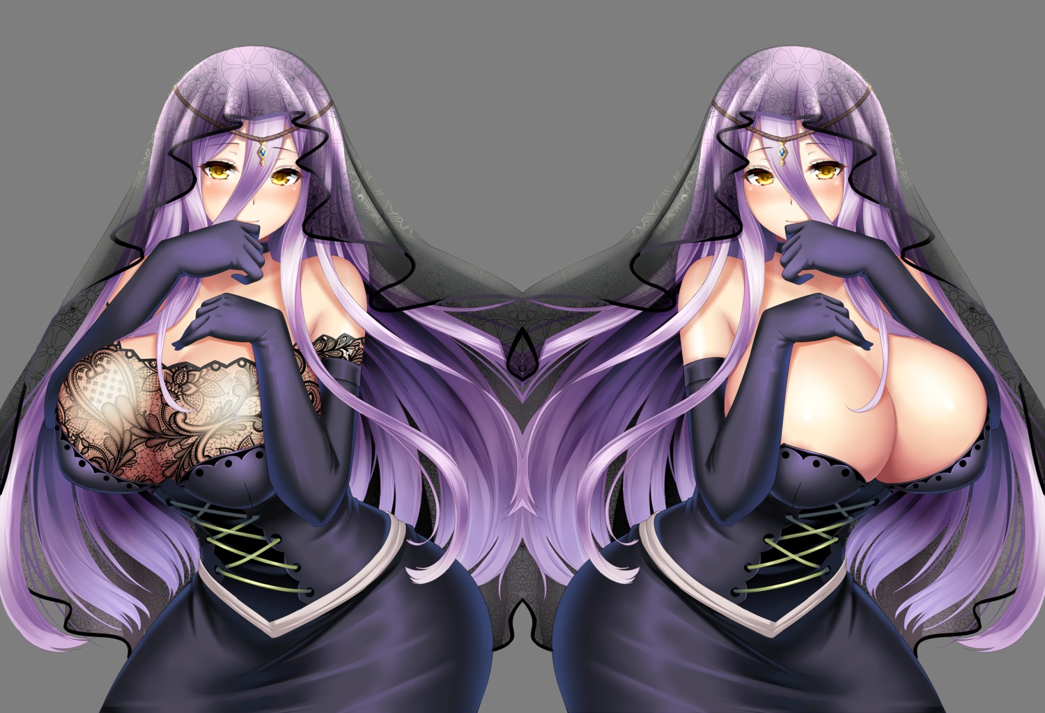 breast_hold cleavage dress see_through transparent_png xua_han_nin
