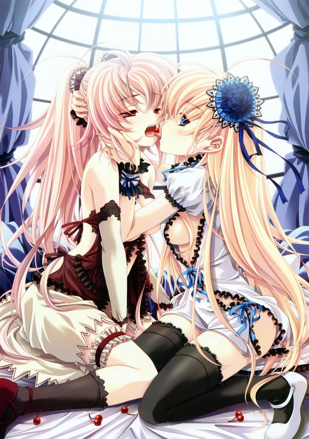 breasts lolita_fashion miyama-zero open_shirt thighhighs yuri