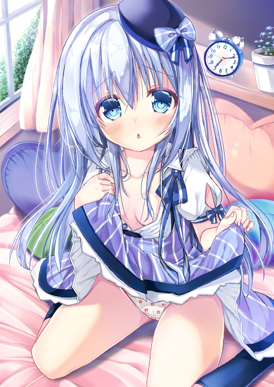 dress gochuumon_wa_usagi_desu_ka? kafuu_chino loli neko_pan no_bra open_shirt pantsu skirt_lift