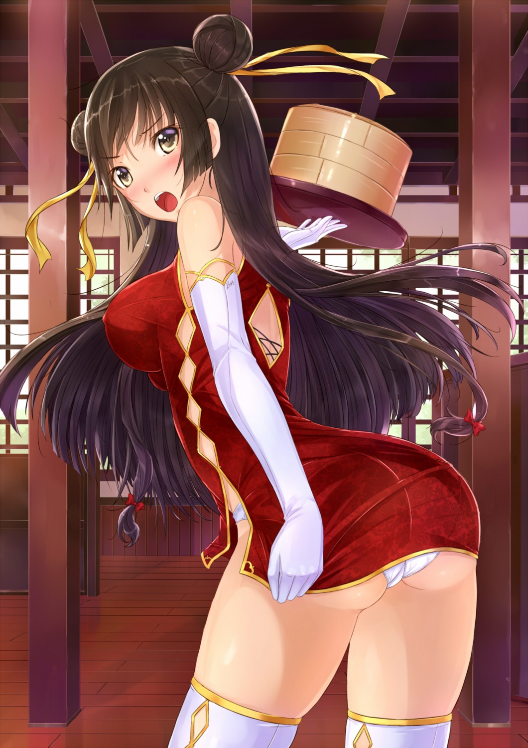 chinadress erect_nipples kazeno pantsu skirt_lift stockings thighhighs