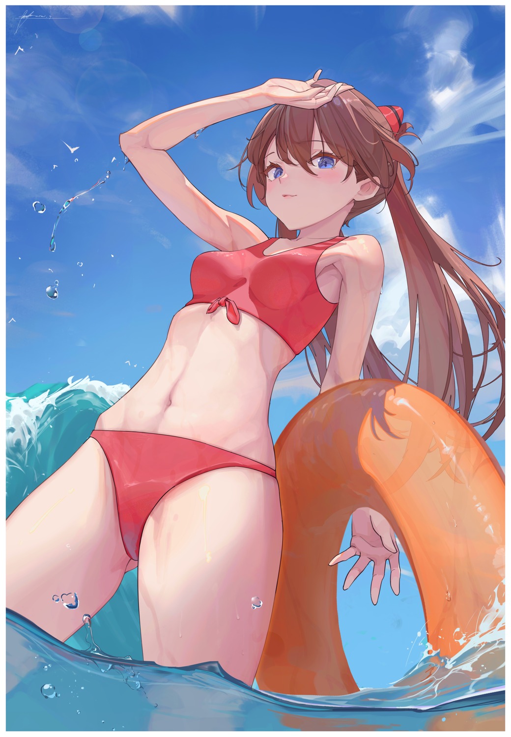 bikini bingwei_huang neon_genesis_evangelion souryuu_asuka_langley swimsuits wet