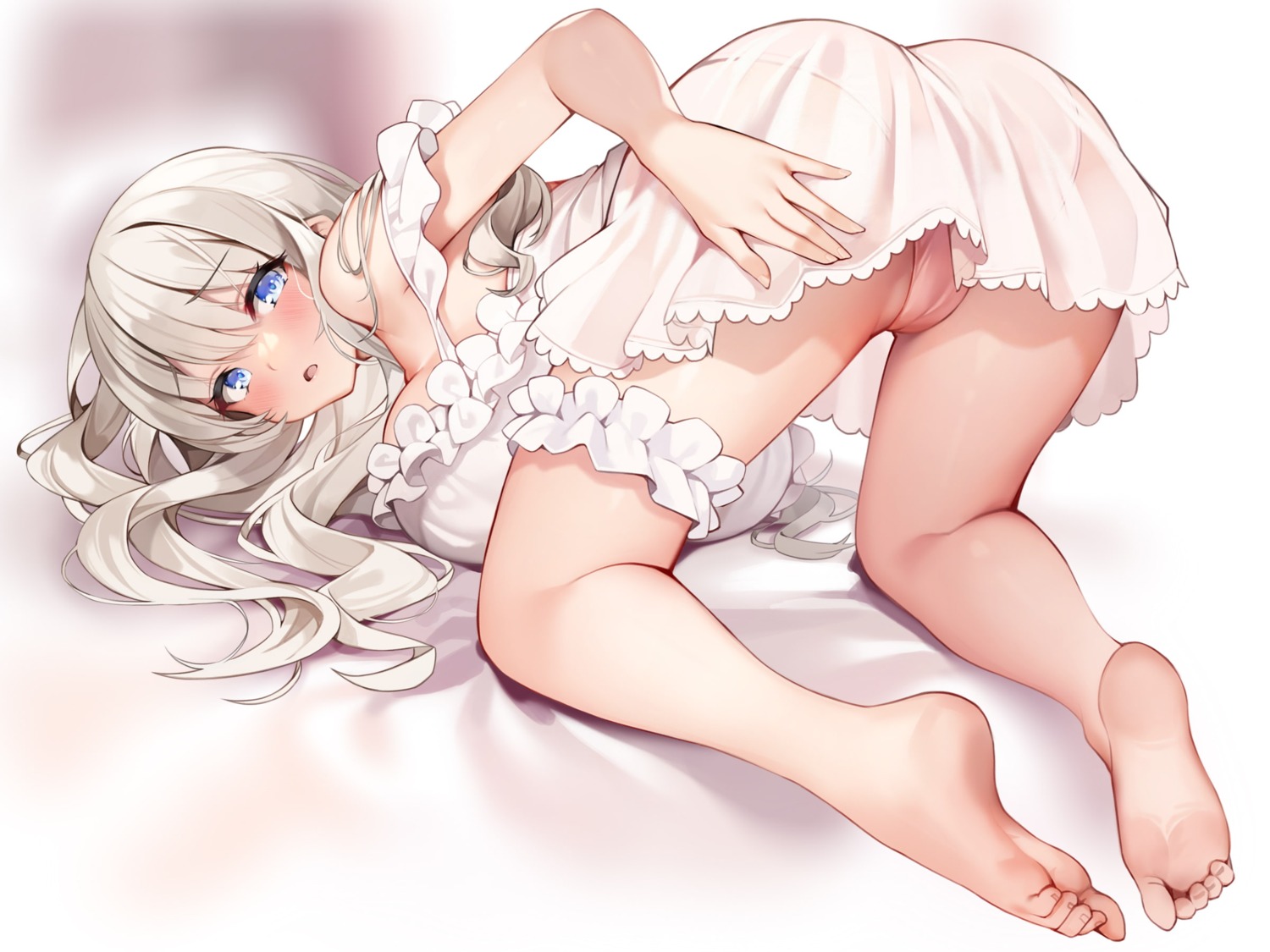 ass cameltoe dress feet garter pantsu pinki_o64 see_through skirt_lift summer_dress