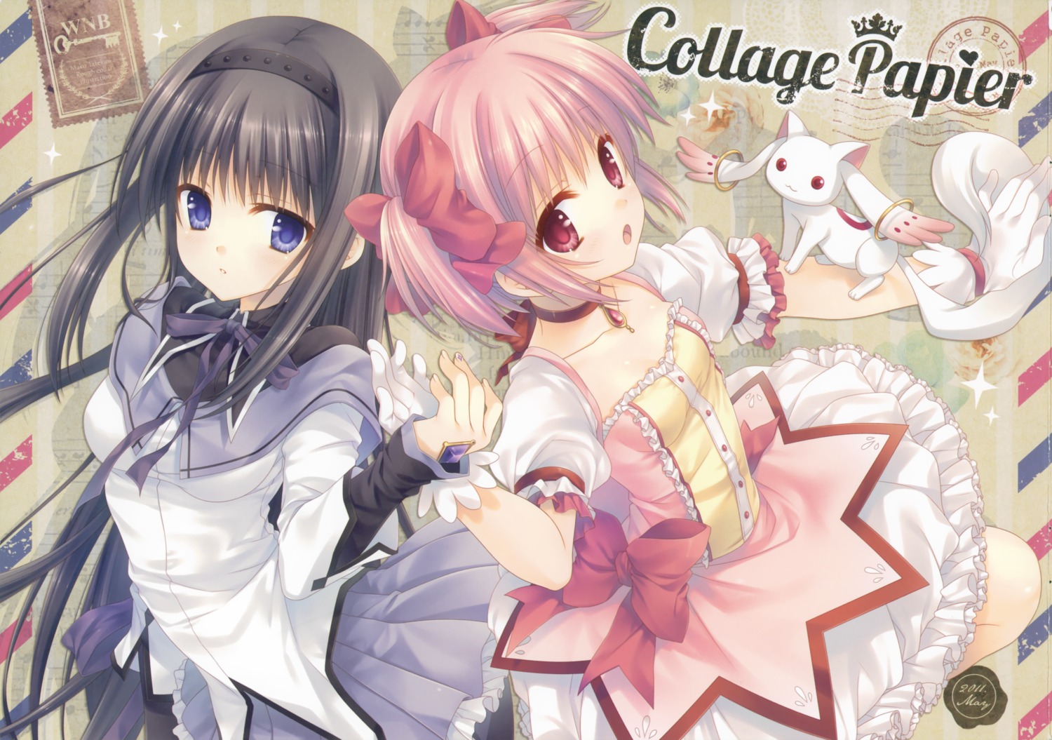 akemi_homura kaname_madoka kyubey mahou_shoujo_madoka_magica tatekawa_mako wnb