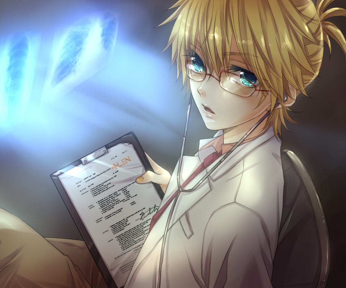 hakuseki kagamine_len male megane vocaloid