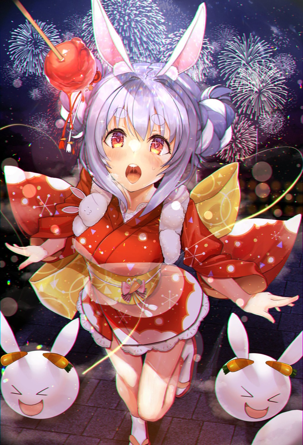 animal_ears bunny_ears haruhina_purple hololive usada_pekora yukata