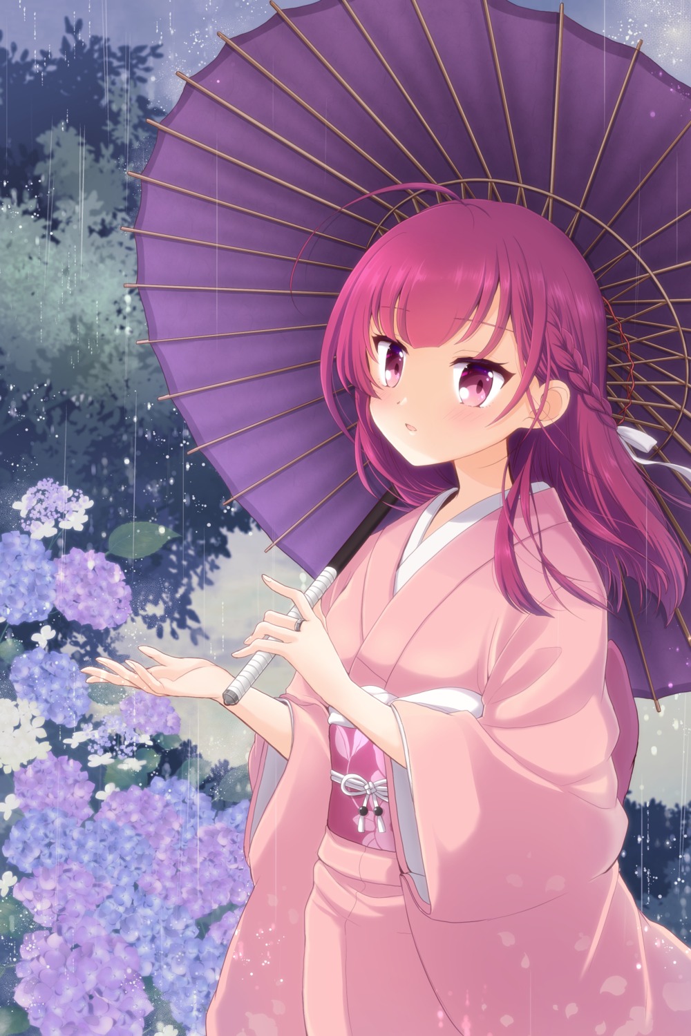 Naga Pixiv Magia Record Mahou Shoujo Madoka Magica Gaiden Puella Magi Madoka Magica Tokiwa Nanaka Kimono Umbrella Yande Re