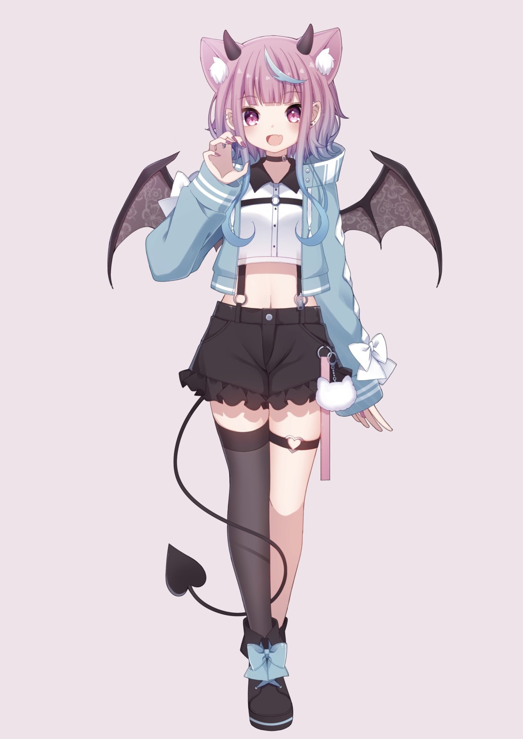 animal_ears garter horns sapphire_(sapphire25252) tail thighhighs wings